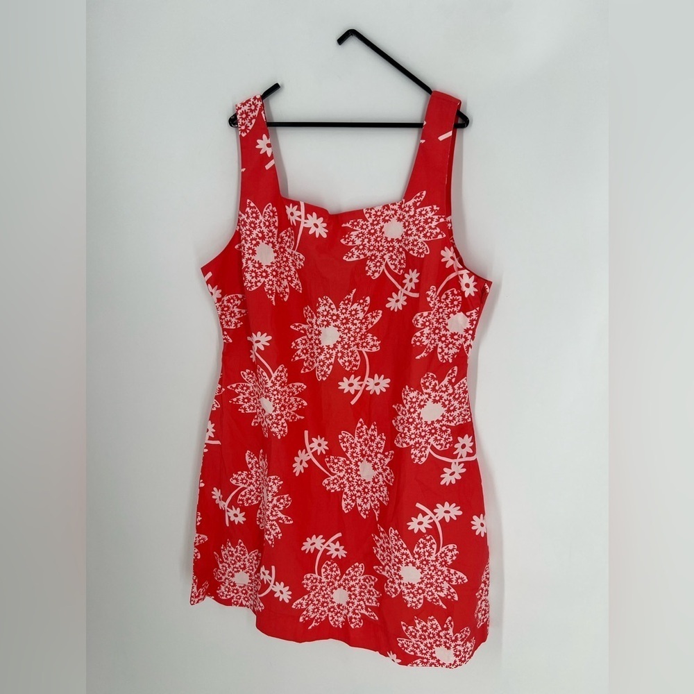 Ciao Lucia Aukai Floral Square Neck Cotton Mini Dress In Red Multi — image 3 of 8